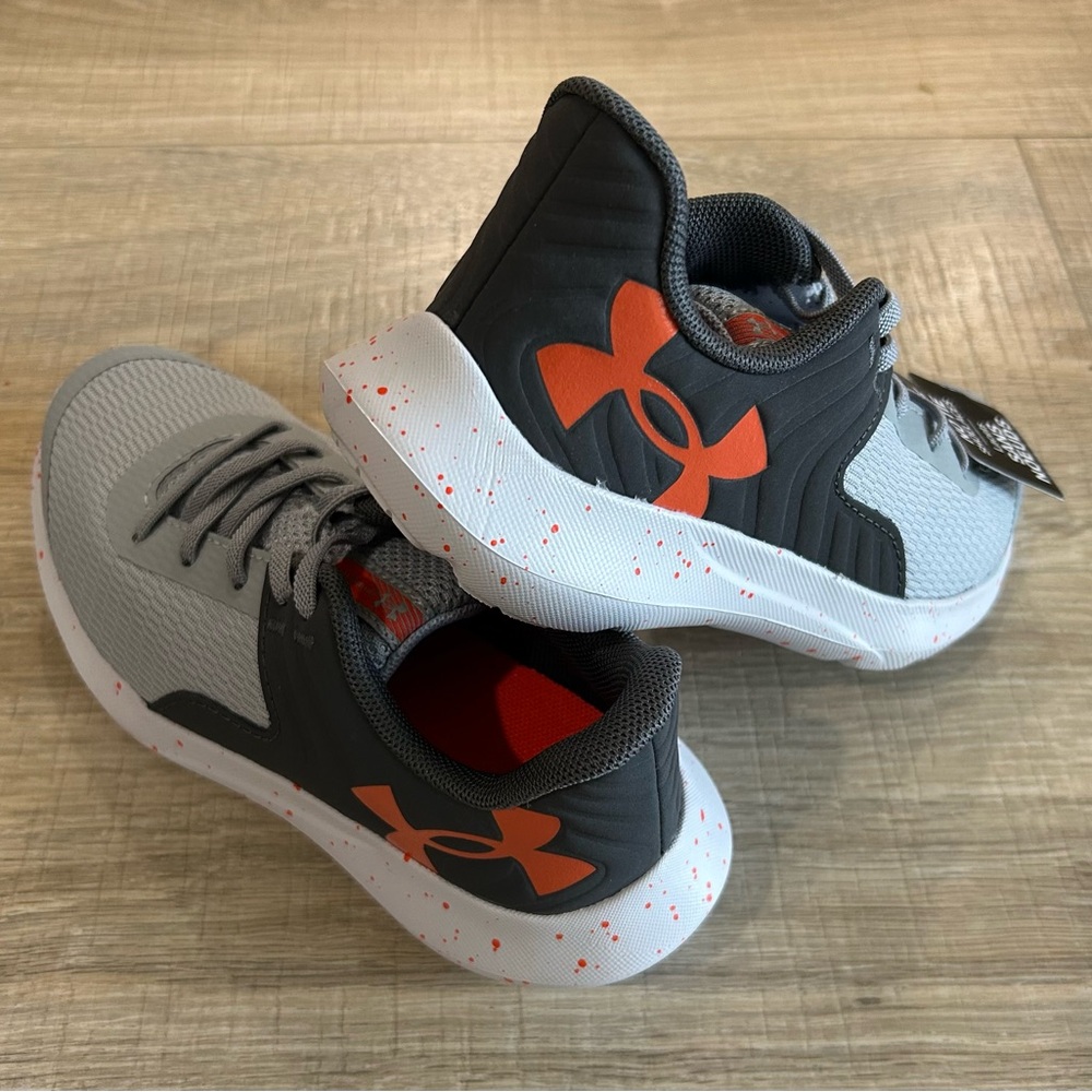 Under Armour Kids' Sneakers in Gray with Orange Accents